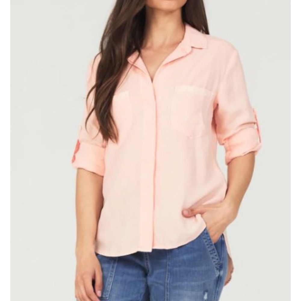 Bella Dahl Split Back Button Down 100% Tencel Top - image 2